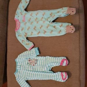 Newborn Girl Deer Sleepers 2 peice set
